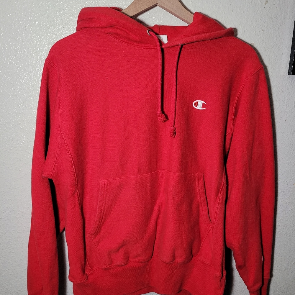 Champion Red Hooded Sweater